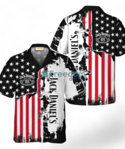 Jack Daniel’s USA Flag Patriotic Tropical Hawaiian Shirt