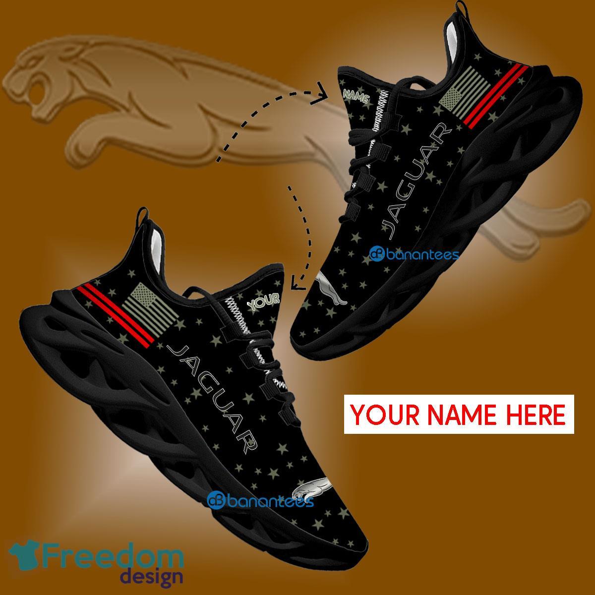 Jaguar Car Racing Sport Sneaker Aspire Custom Name Gift Max Soul Shoes USA Flag Star New For Fans - Jaguar Car Racing Running Shoes New Trending Personalized Photo 1