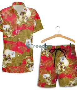 Kansas City Chiefs Skull And Flowers Halloween Hawaii Shirt and Shorts Summer