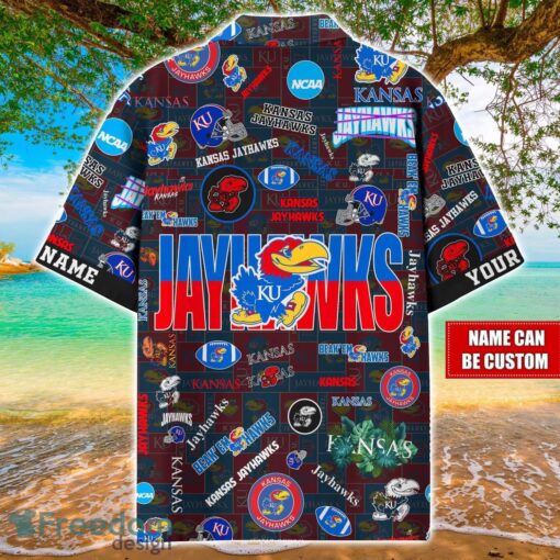 Kansas Jayhawks Logo Hawaiian Shirt For Fans Trending Beach Shirt Custom Name Product Photo 2