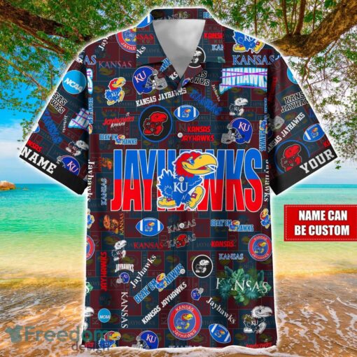 Kansas Jayhawks Logo Hawaiian Shirt For Fans Trending Beach Shirt Custom Name Product Photo 1