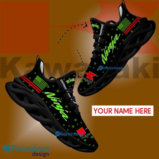 Kawasaki Ninja Motorcycle Running Sneaker Pop Custom Name Gift Max Soul Shoes USA Flag Star New For Fans - Kawasaki Ninja Motorcycle Running Shoes New Trending Personalized Photo 1