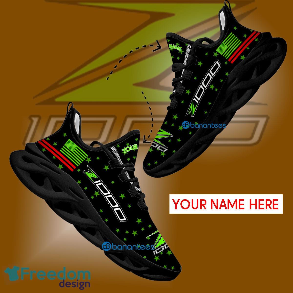 Kawasaki Z100 Motorcycle Sport Sneaker Dynamic Custom Name Gift Max Soul Shoes USA Flag Star New For Fans - Kawasaki Z100 Motorcycle Running Shoes New Trending Personalized Photo 1