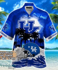 Kentucky Wildcats NCAA Hawaiian Shirt Coconut Tree Waves Beach Hawaii Shirt Custom Name For Fans Product Photo 2