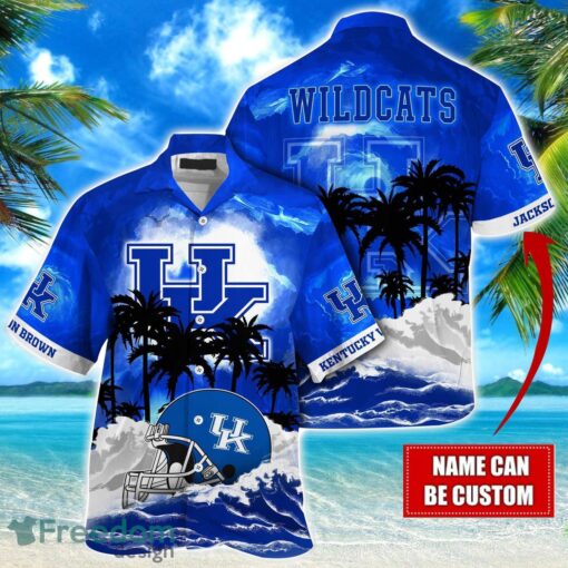 Kentucky Wildcats NCAA Hawaiian Shirt Coconut Tree Waves Beach Hawaii Shirt Custom Name For Fans Product Photo 1