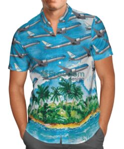 KLM Royal Dutch Airlines Boeing 787-10 Dreamliner Hawaiian Shirt Blue Shirt Product Photo 2