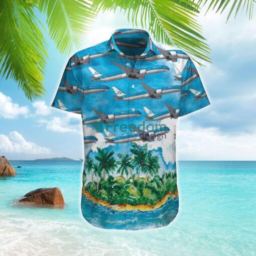 KLM Royal Dutch Airlines Boeing 787-10 Dreamliner Hawaiian Shirt Blue Shirt Product Photo 1