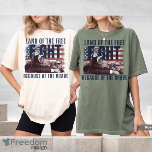 Land of the Free Because of the Brave Donald Trump Shooting Shirt Product Photo 1