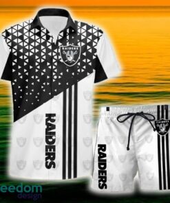 Las Vegas Raiders Triangle Abstract Pattern Hawaii Shirt and Shorts Summer For Beach Fans Las Vegas Raiders Triangle Abstract Pattern Hawaii Shirt and Shorts Summer For Beach Fans