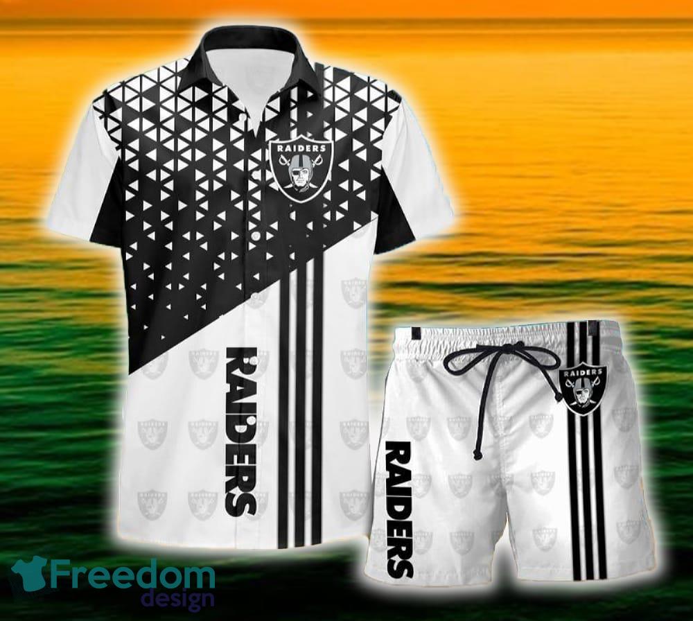 Las Vegas Raiders Triangle Abstract Pattern Hawaii Shirt and Shorts Summer For Beach Fans image Las Vegas Raiders Triangle Abstract Pattern Hawaii Shirt and Shorts Summer For Beach Fans - Las Vegas Raiders Triangle Abstract Pattern Hawaii Shirt and Shorts Summer For Beach Fans
