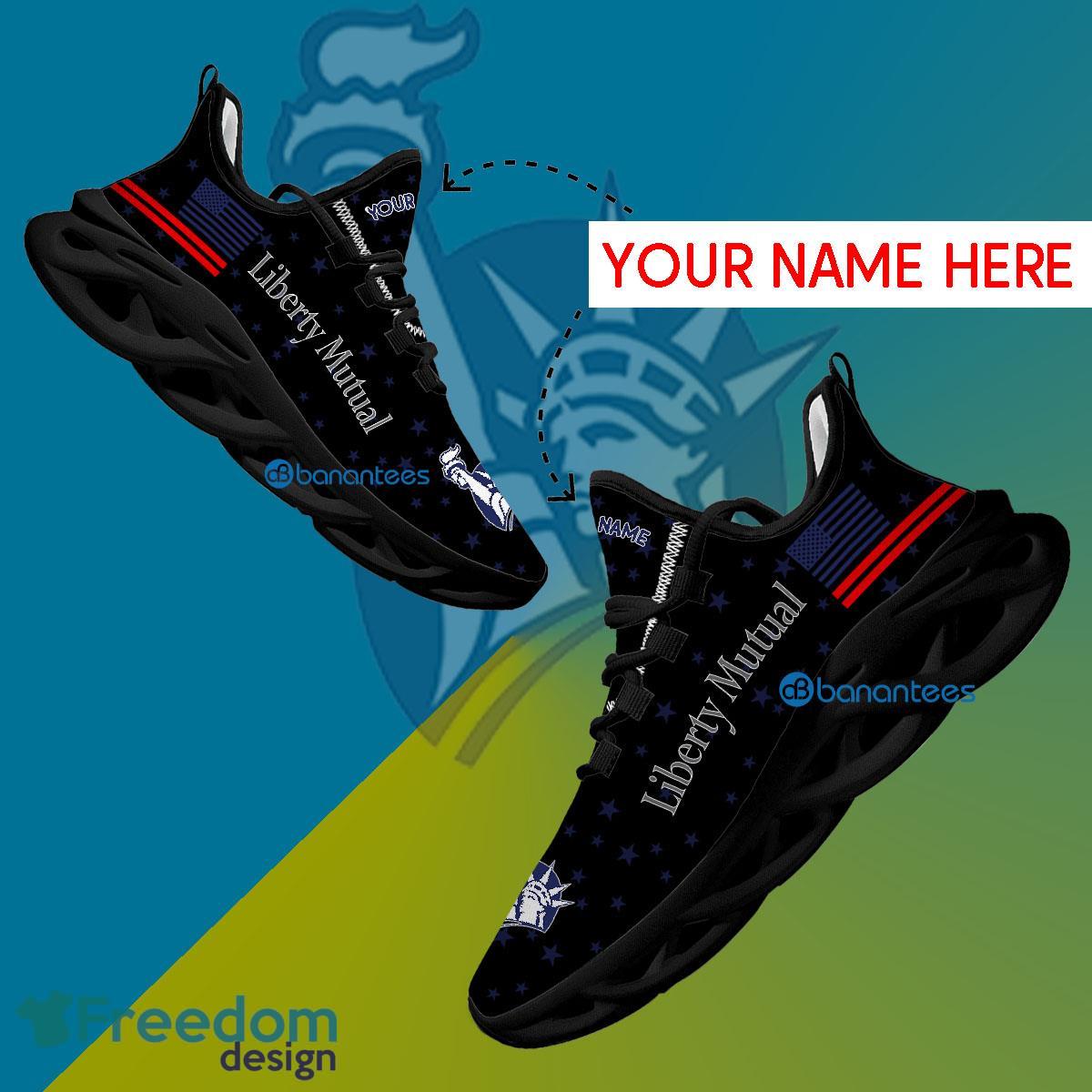 Liberty Mutual Insurance Chunky Sneaker Sleek Custom Name Gift Max Soul Shoes USA Flag Star New For Fans - Liberty Mutual Insurance Running Shoes New Trending Personalized Photo 1