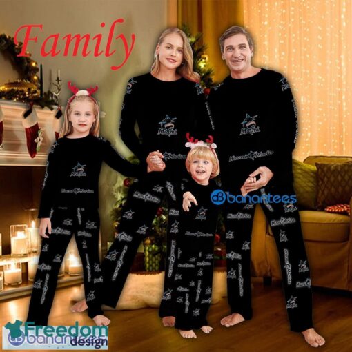 Logo Pattern Family Pajamas Set MLB Miami Marlins Caro For Fans Holidays - Logo Pattern Family Pajamas Set MLB Miami Marlins Caro For Fans Holidays