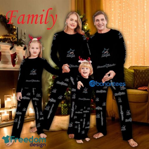 Logo Pattern Family Pajamas Set MLB Miami Marlins Caro For Fans Holidays - Logo Pattern Family Pajamas Set MLB Miami Marlins Caro For Fans Holidays