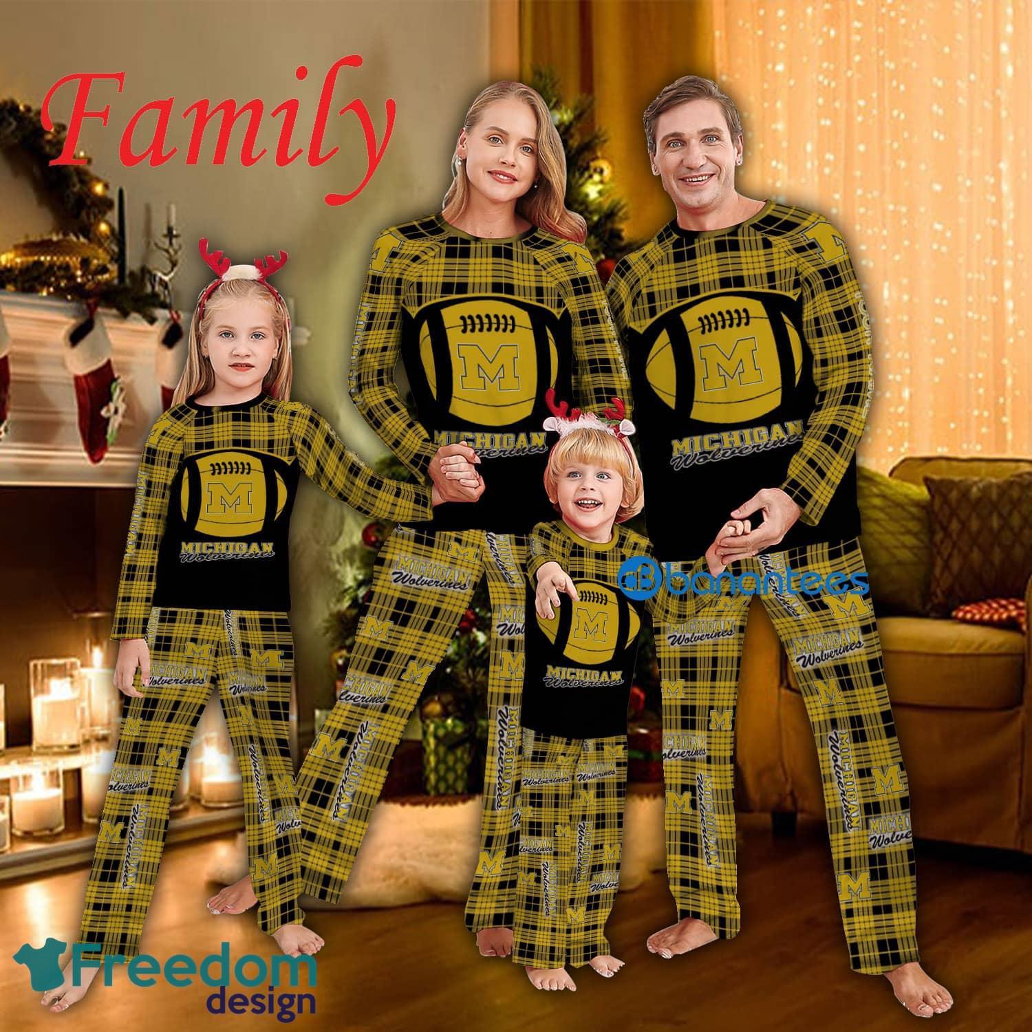 Logo Pattern Family Pajamas Set NCAA Michigan Wolverines Caro For Fans Holidays - Logo Pattern Family Pajamas Set NCAA Michigan Wolverines Caro For Fans Holidays