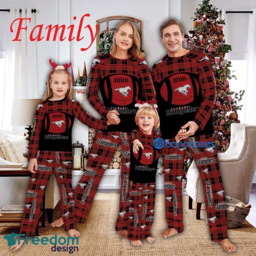 Logo Pattern Pajamas Set Gift Family CFL Calgary Stampeders Caro For Fans Holidays - Logo Pattern Pajamas Set Gift Family CFL Calgary Stampeders Caro For Fans Holidays