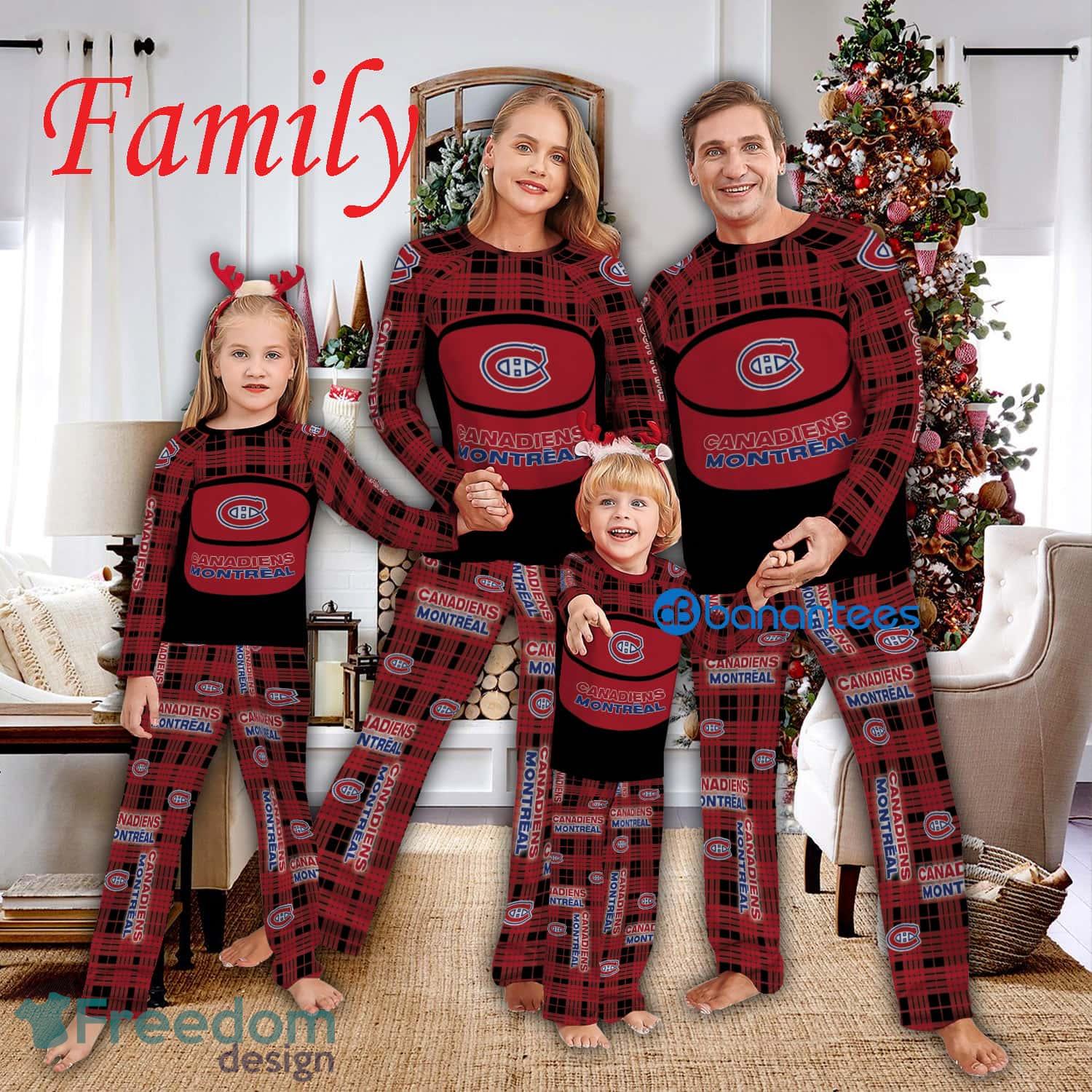 Logo Pattern Pajamas Set Gift Family NHL Montreal Canadiens Caro For Fans Holidays Product Photo 1