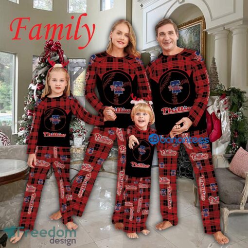 Logo Pattern Pajamas Set Gift For Family MLB Philadelphia Phillies Caro For Fans Holidays Product Photo 1