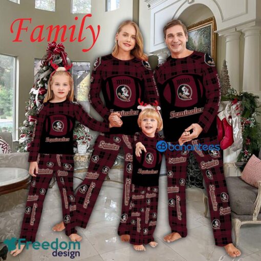 Logo Pattern Pajamas Set Gift For Family NCAA Florida State Seminoles Caro For Fans Holidays - Logo Pattern Pajamas Set Gift For Family NCAA Florida State Seminoles Caro For Fans Holidays