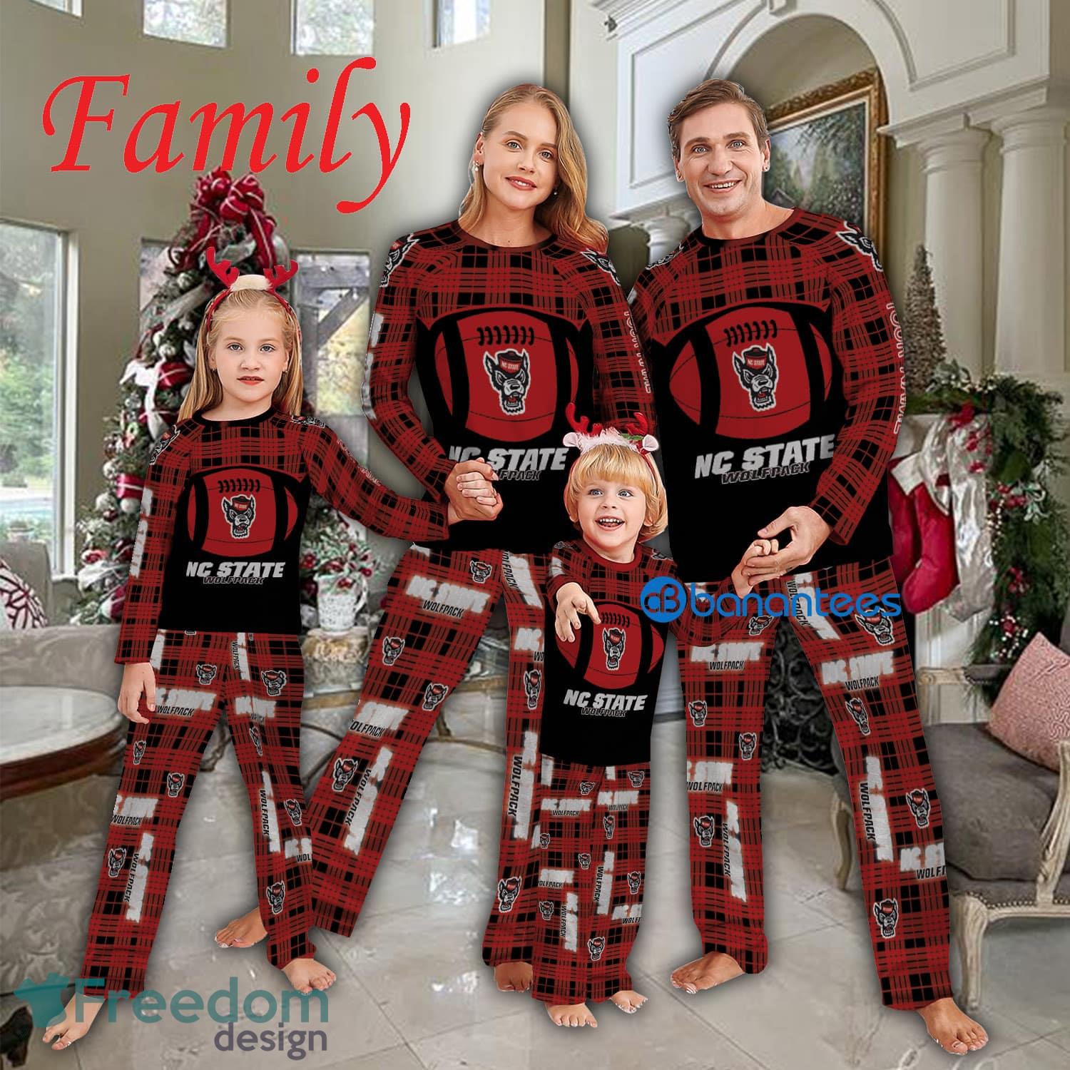 Logo Pattern Pajamas Set Gift For Family NCAA NC State Wolfpack Caro For Fans Holidays Product Photo 1