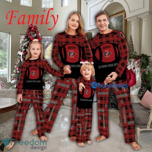 Logo Pattern Pajamas Set Gift For Family NCAA San Diego State Aztecs Caro For Fans Holidays Product Photo 1