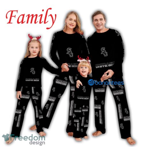 Logo Pattern Pajamas Set Men Women Children MLB Chicago White Sox Caro For Fans Holidays Product Photo 1