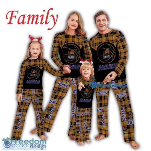 Logo Pattern Pajamas Set Men Women Children NBA Phoenix Suns Caro For Fans Holidays Product Photo 2