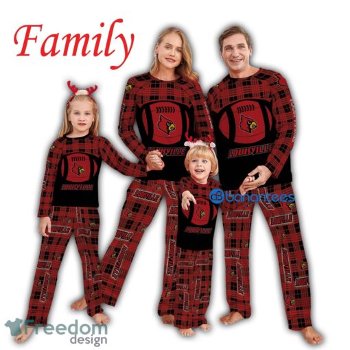 Logo Pattern Pajamas Set Men Women Children NCAA Louisville Cardinals Caro For Fans Holidays Product Photo 1