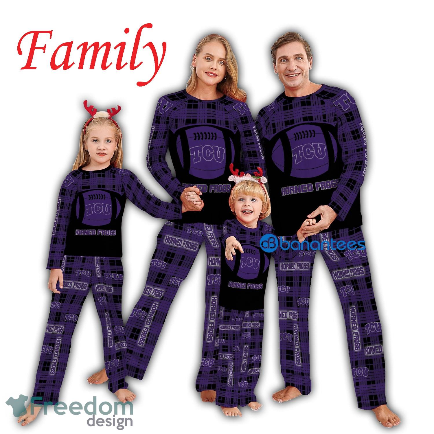 Logo Pattern Pajamas Set Men Women Children NCAA TCU Horned Frogs Caro For Fans Holidays Product Photo 1