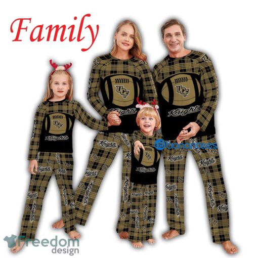 Logo Pattern Pajamas Set Men Women Children NCAA UCF Knights Caro For Fans Holidays Product Photo 1