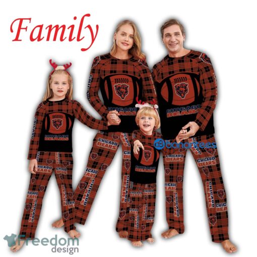 Logo Pattern Pajamas Set Men Women Children NFL Chicago Bears Caro For Fans Holidays Product Photo 1