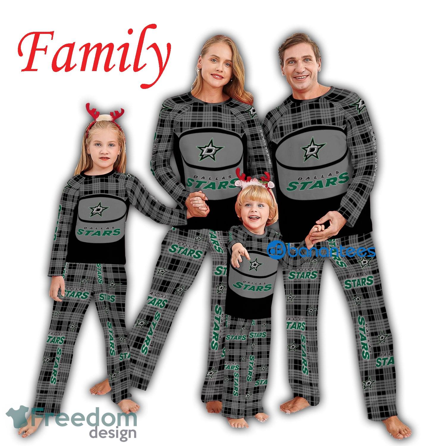 Logo Pattern Pajamas Set Men Women Children NHL Dallas Stars Caro For Fans Holidays Product Photo 1