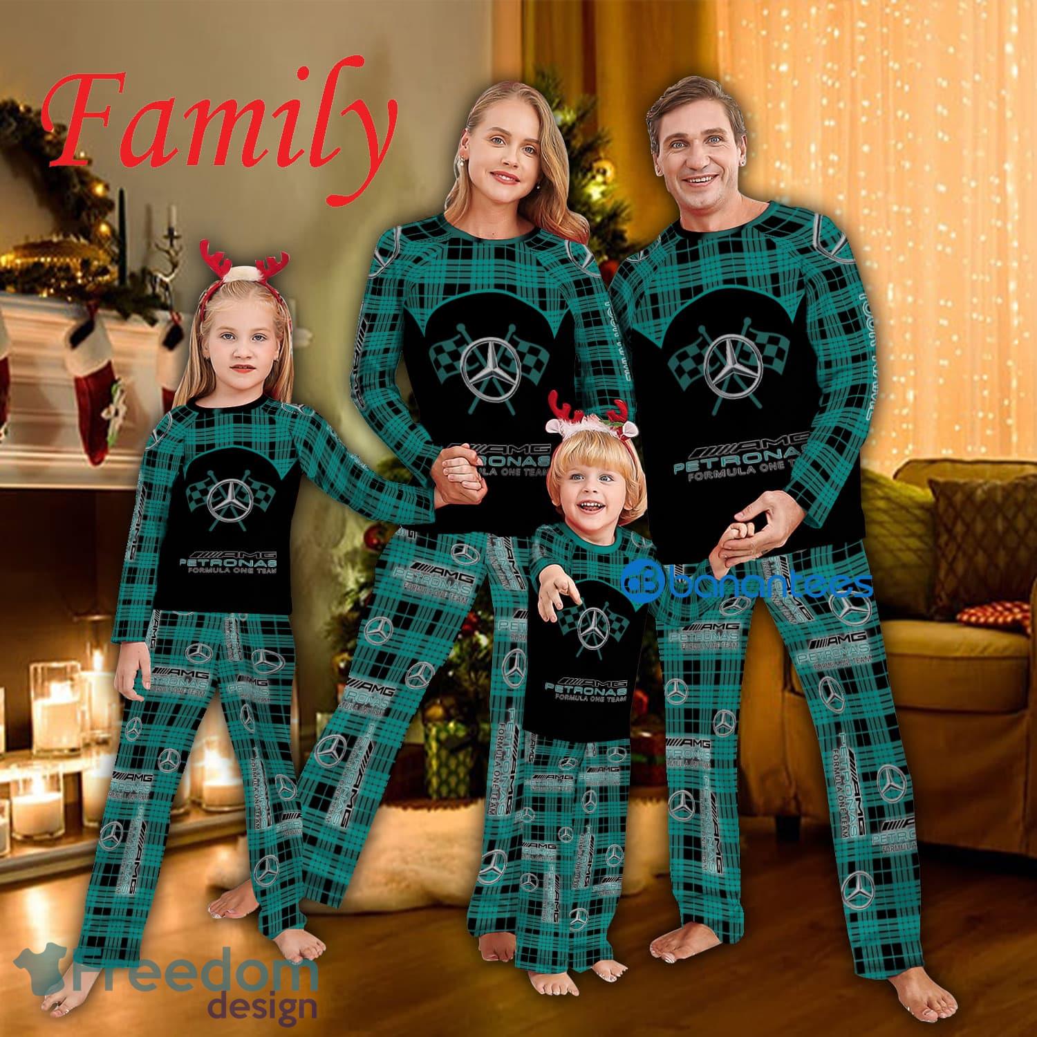 Logo Team Family Pajamas Set F1 Racing Mercedes AMG PETRONAS F1 Team Caro For Fans Holidays - Logo Team Family Pajamas Set F1 Racing Mercedes AMG PETRONAS F1 Team Caro For Fans Holidays