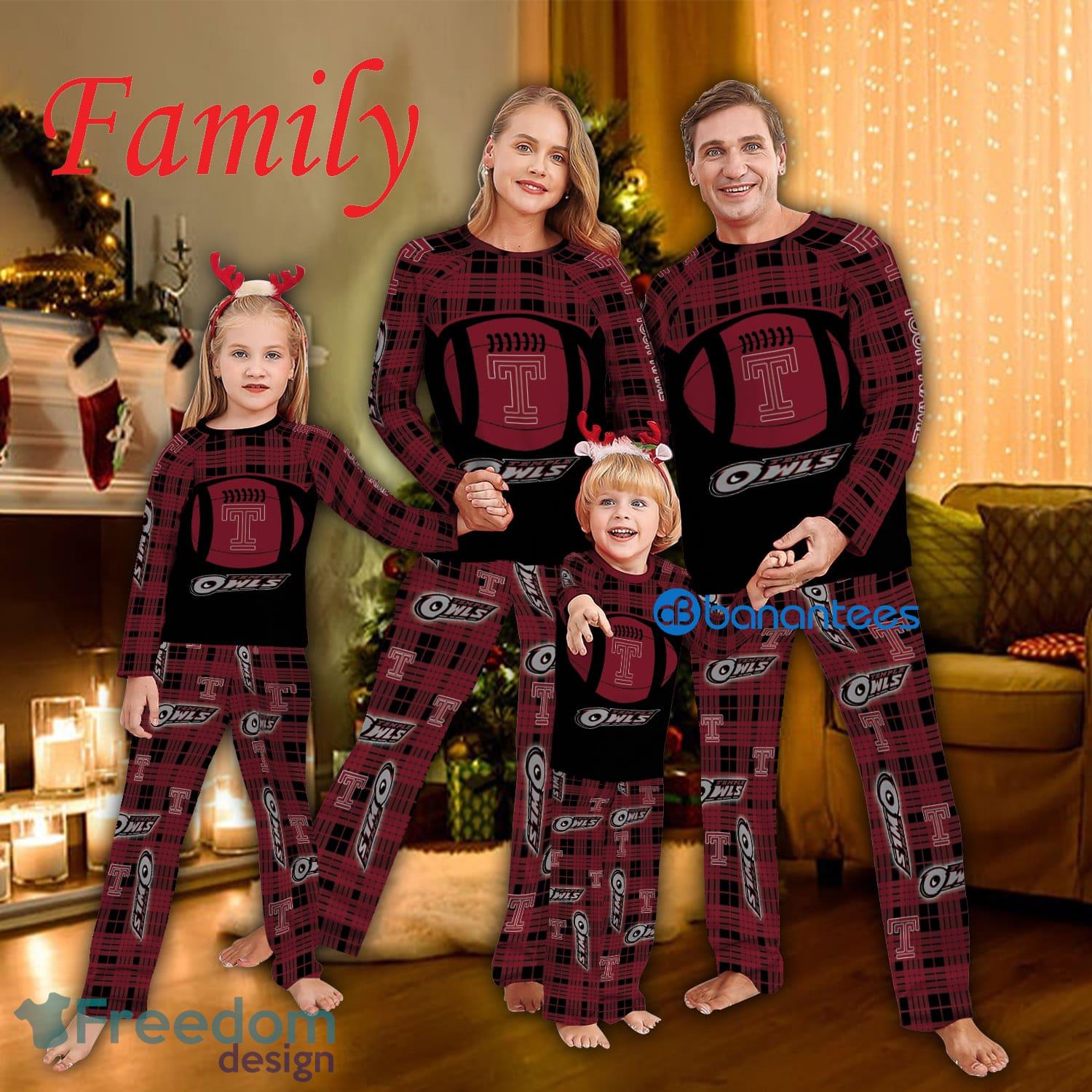 Logo Team Family Pajamas Set NCAA Temple Owls Caro For Fans Holidays - Logo Team Family Pajamas Set NCAA Temple Owls Caro For Fans Holidays