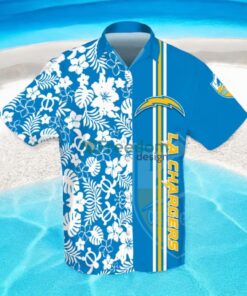 Los Angeles Chargers 3D Flower Hibiscus Hawaiian Shirt Los Angeles Chargers 3D Flower Hibiscus Hawaiian Shirt