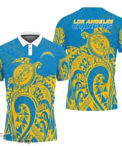Los Angeles Chargers Turtle Polynesian Pattern Polo Shirt