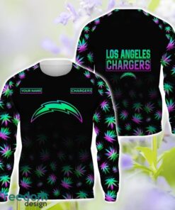 Los Angeles Chargers Weed pattern All Over Printed 3D T-Shirt Hoodie Sweatshirt Custom Name Product Photo 2