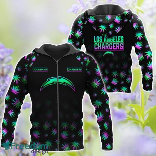 Los Angeles Chargers Weed pattern All Over Printed 3D T-Shirt Hoodie Sweatshirt Custom Name Product Photo 4