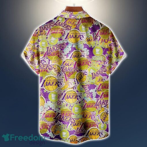 Los Angeles Lakers Logo All Printed 3D Hawaiian Shirt For Fans NBA Hawaiian Shirt Product Photo 2