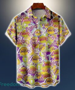 Los Angeles Lakers Logo All Printed 3D Hawaiian Shirt For Fans NBA Hawaiian Shirt Product Photo 1