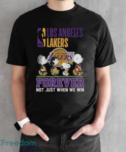 Los Angeles Lakers Snoopy Peanuts T Shirt, Forever Not Just When We Win Lakers Shirt - Black Unisex T-Shirt