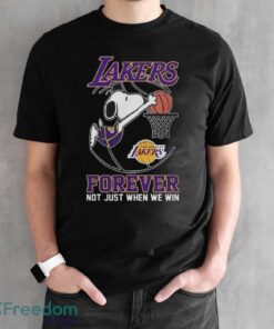 Los Angeles Lakers Snoopy Plays Basketball Forever Not Just When We Win 2024 Shirt - Black Unisex T-Shirt