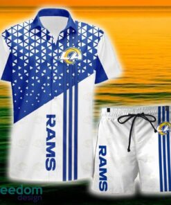Los Angeles Rams Triangle Abstract Pattern Hawaii Shirt and Shorts Summer For Beach Fans Los Angeles Rams Triangle Abstract Pattern Hawaii Shirt and Shorts Summer For Beach Fans