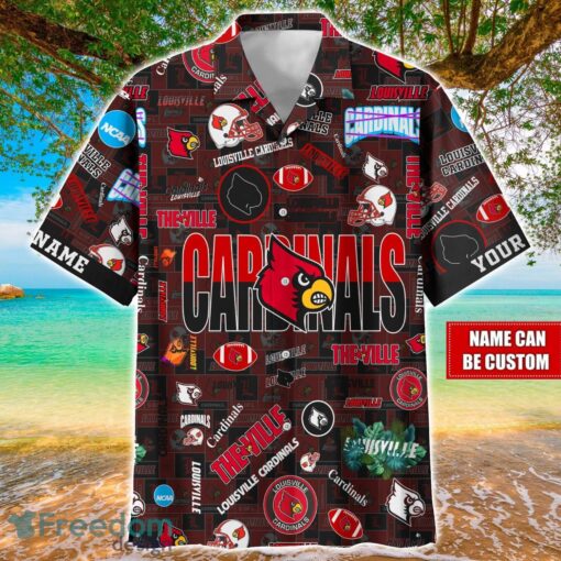 Louisville Cardinals Logo Hawaiian Shirt For Fans Trending Beach Shirt Custom Name Product Photo 1