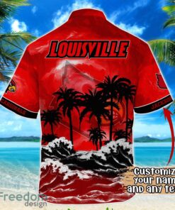 Louisville Cardinals NCAA Hawaiian Shirt Coconut Tree Waves Beach Hawaii Shirt Custom Name For Fans Product Photo 3