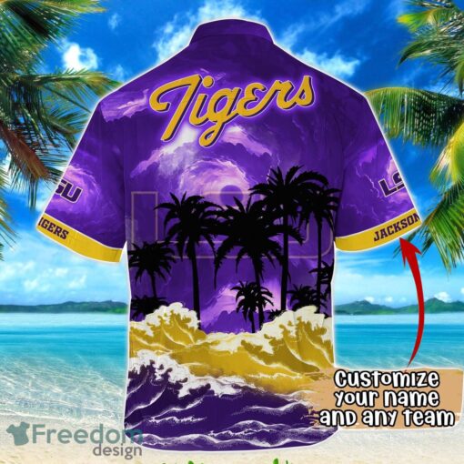 LSU TIGERS NCAA Hawaiian Shirt Coconut Tree Waves Beach Hawaii Shirt Custom Name For Fans Product Photo 3