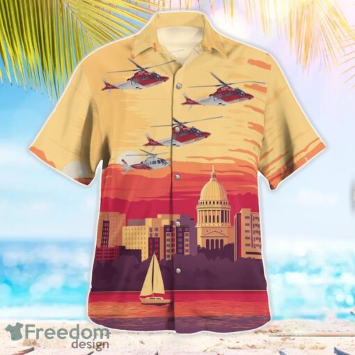 Madison, Wisconsin, UW Med Flight Agusta A109E 'Power' Beach Hawaiian Shirt Product Photo 3