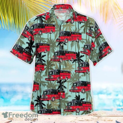 Manawa Rural Fire Truck, Wisconsin Beach Hawaiian Shirt Product Photo 3