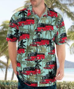 Manawa Rural Fire Truck, Wisconsin Beach Hawaiian Shirt Product Photo 4