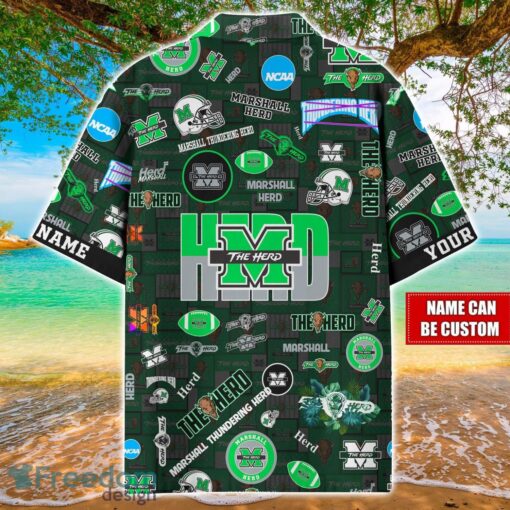 Marshall Thundering Herd Logo Hawaiian Shirt For Fans Trending Beach Shirt Custom Name Product Photo 2