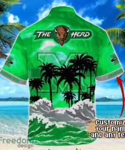 Marshall Thundering Herd NCAA Hawaiian Shirt Coconut Tree Waves Beach Hawaii Shirt Custom Name For Fans Product Photo 3